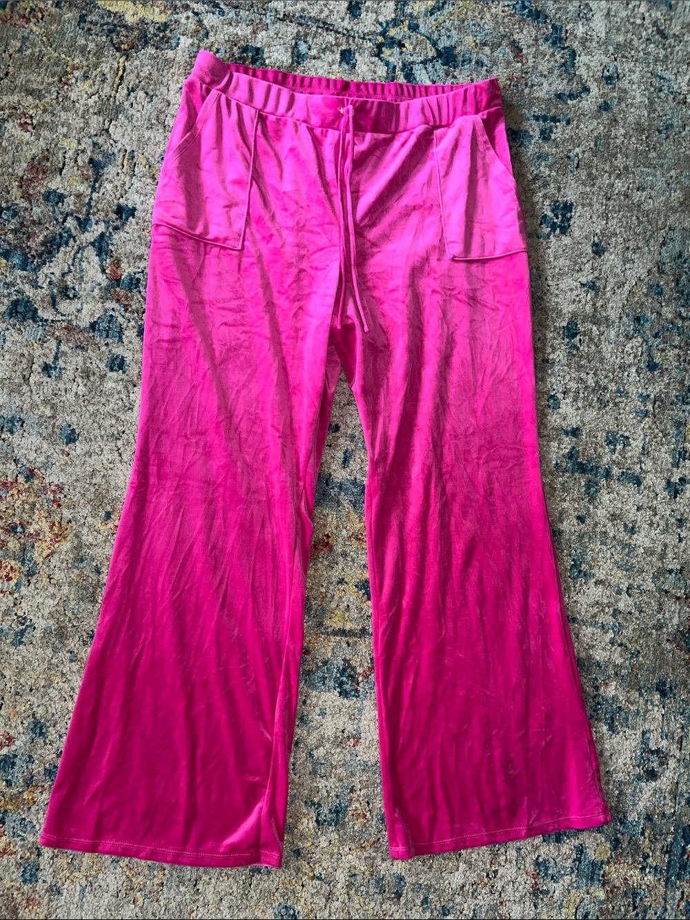 Women's Hot Pink Wide-Leg Drawstring Joggers